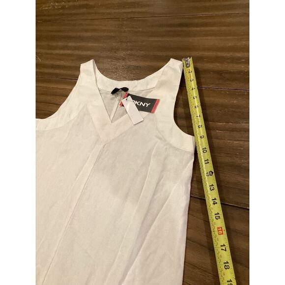 DKNY Linen V Neck long Maxi shift  Dress white sleeveless extra small nwt - Picture 4 of 8